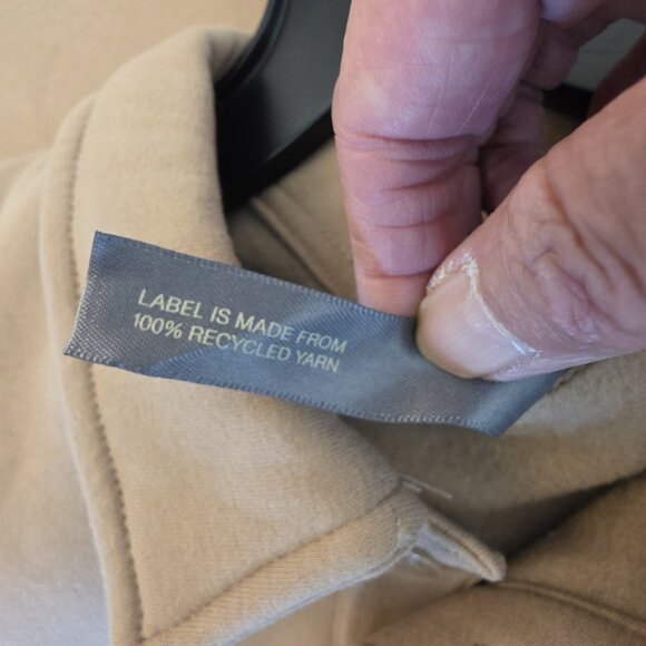 Mondetta Collared Pullover Womens XL Tan Fleece Lined Recycled Fabric Sweater - Picture 9 of 16